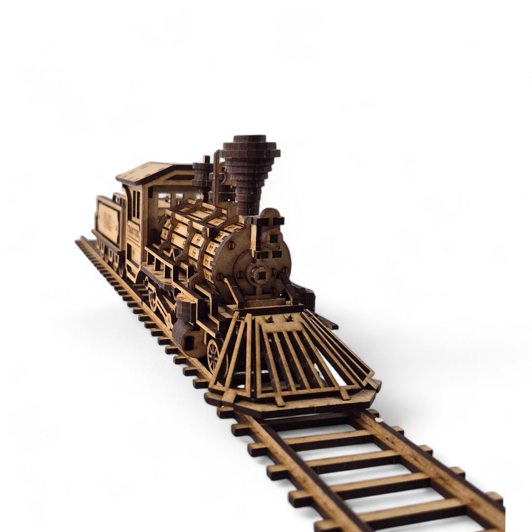 Wooden 3D Puzzle - Western Steam Train Locomotive