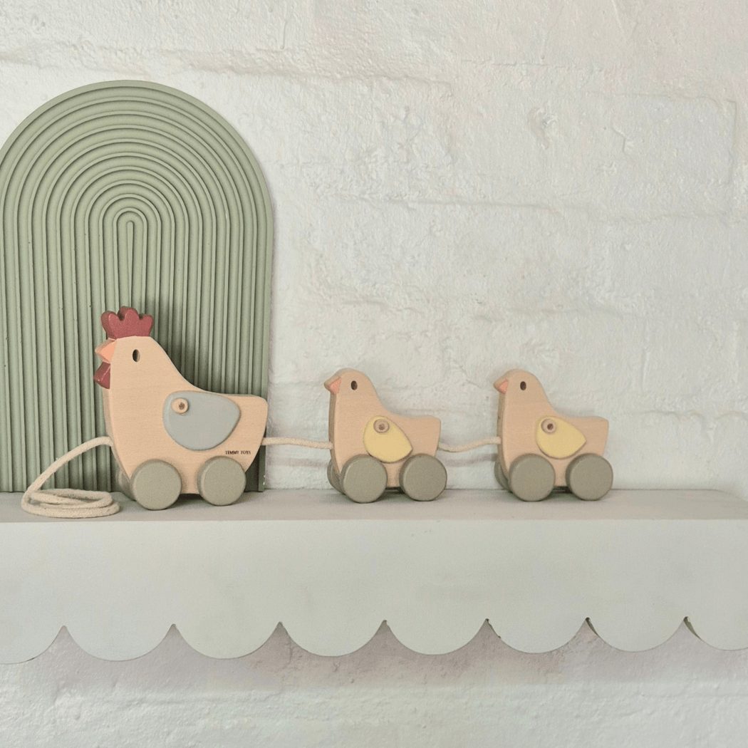 Chicken Family Pull-Along Wooden Toy