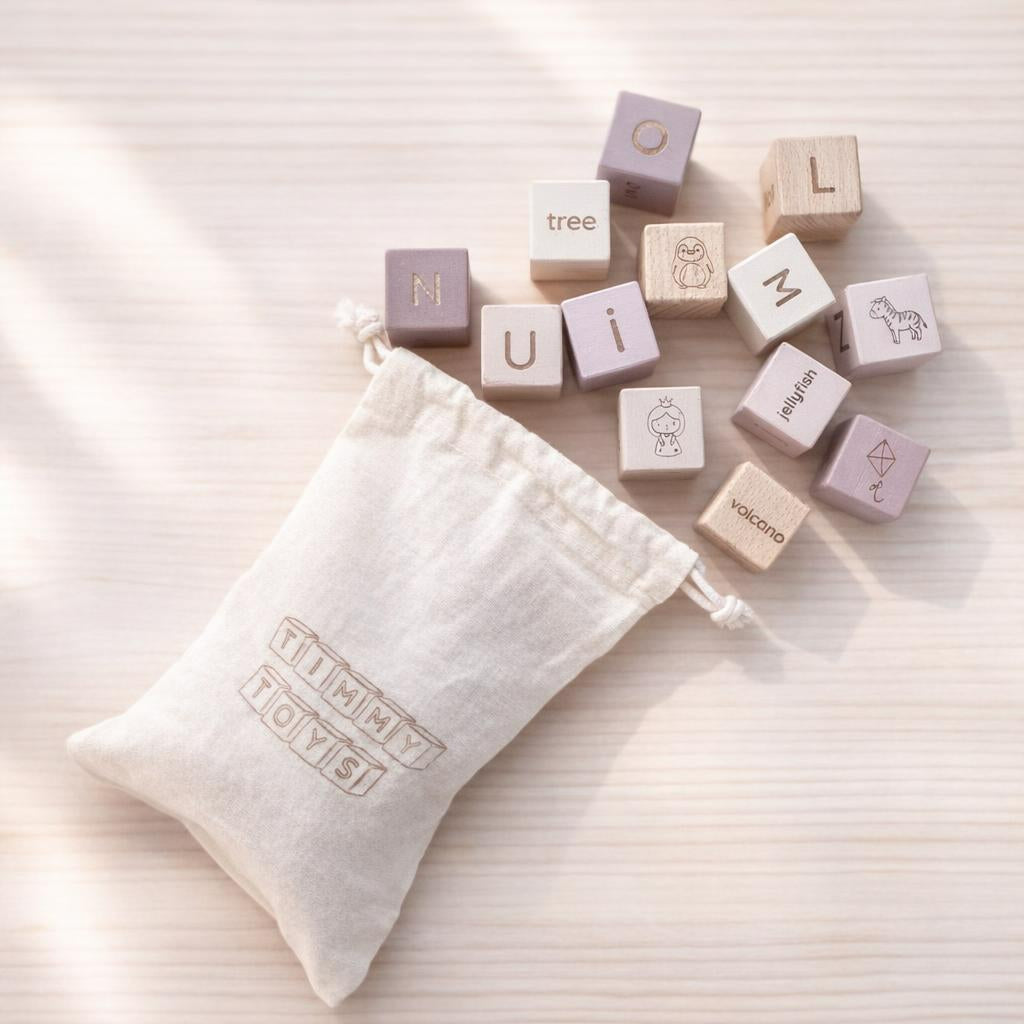 Beech Wood Alphabet Building Blocks (A–Z)