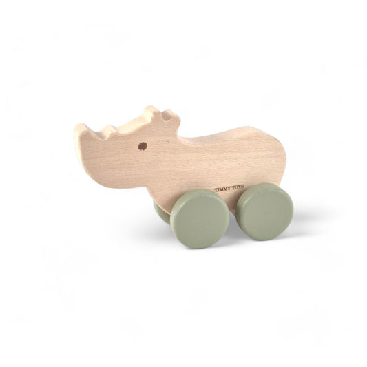 Rhino Wheely Wooden Toy