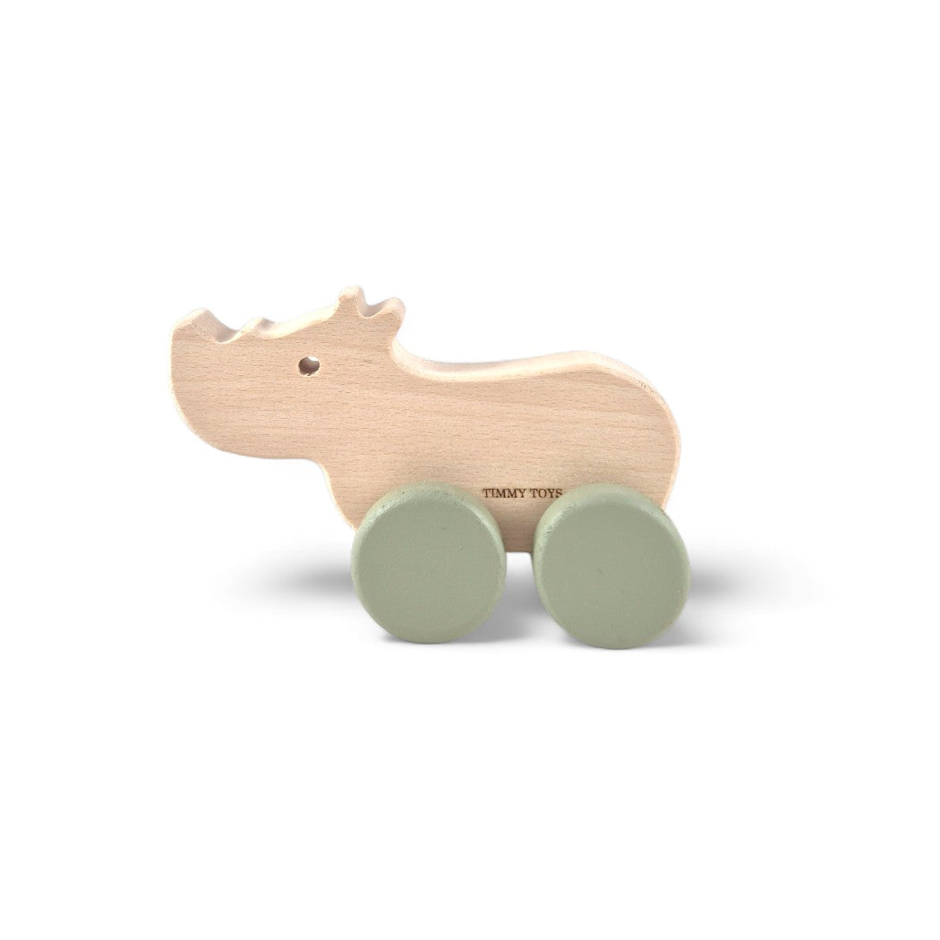 Rhino Wheely Wooden Toy