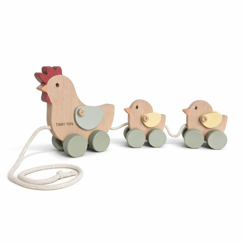 Wooden Pull-Along Toy Chicken Family