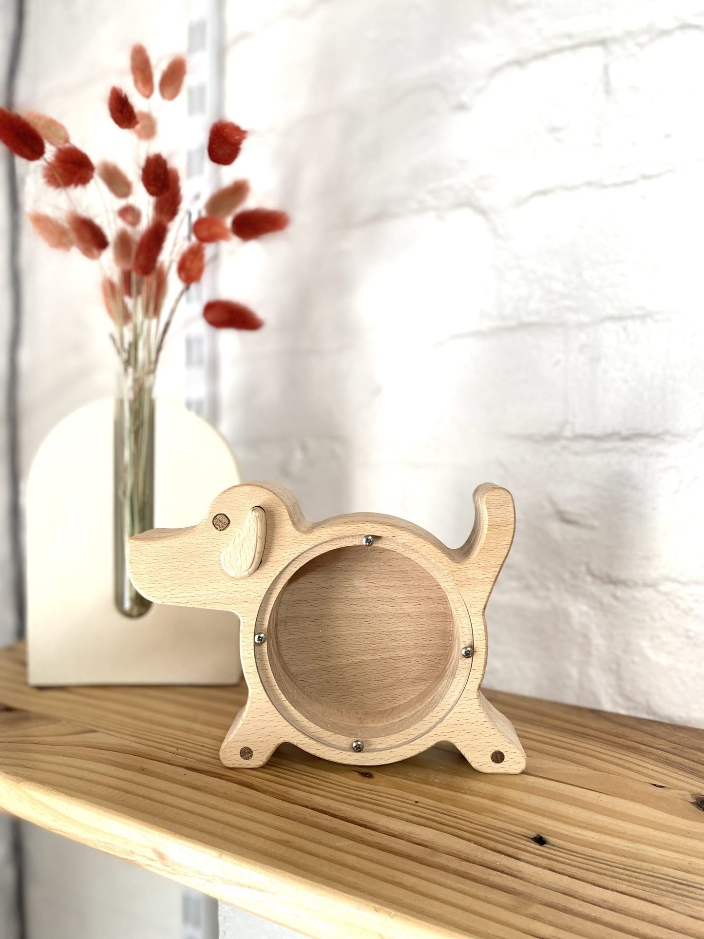 Puppy Dog Wooden Piggy Bank Money Box