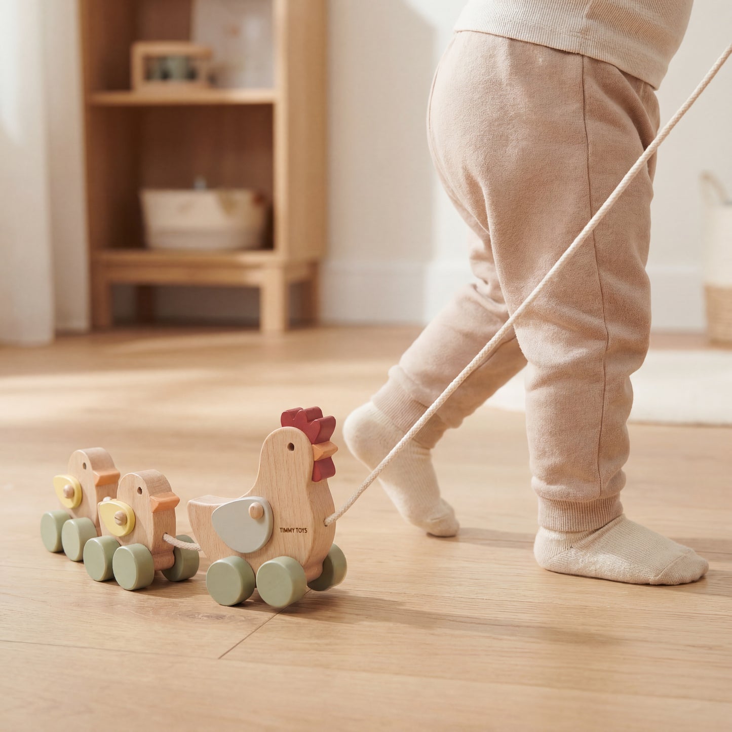 Wooden Pull-Along Toy Chicken Family