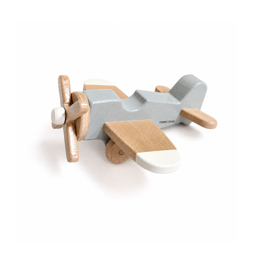 Classic Wooden Aeroplane Toy – Grey