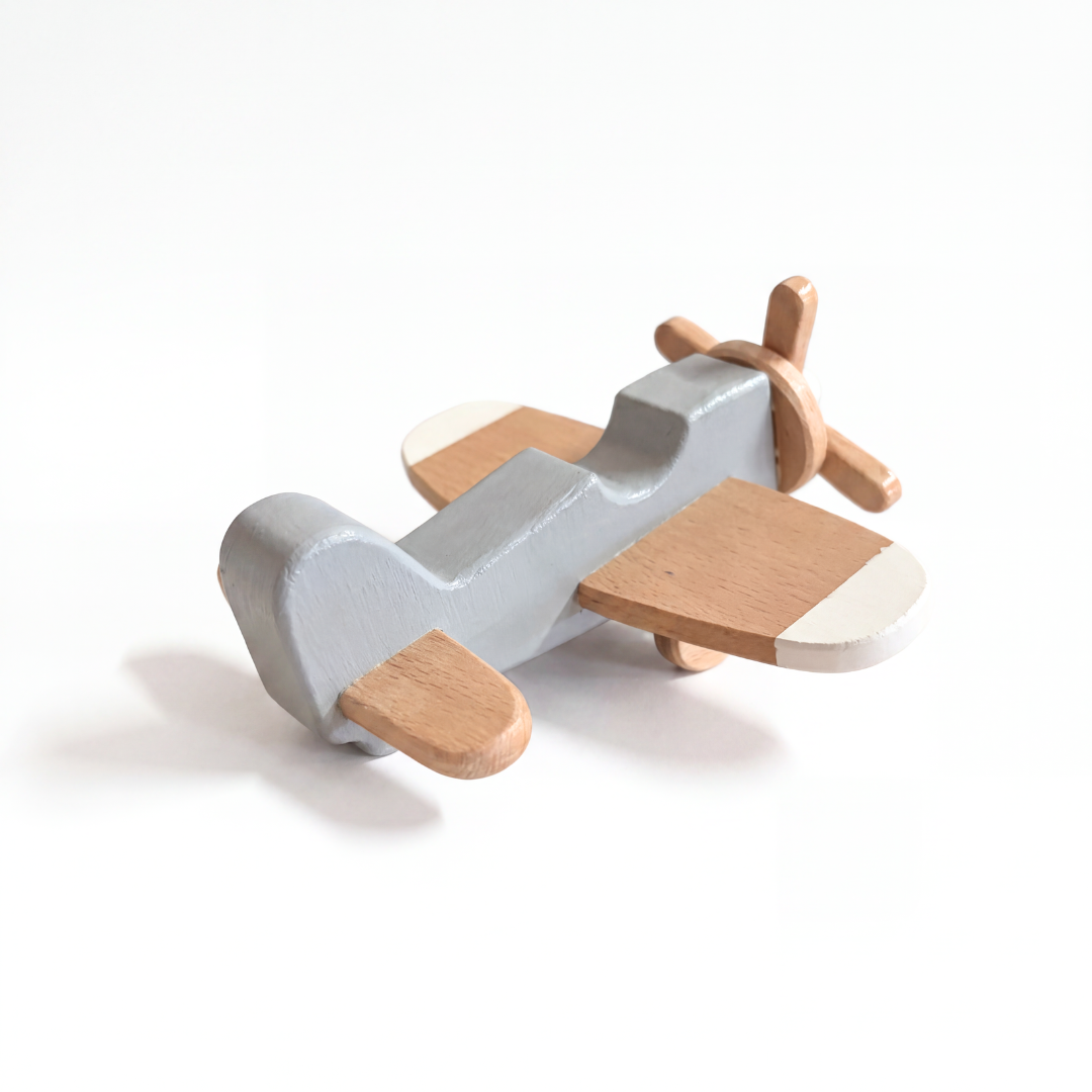 Classic Wooden Aeroplane Toy – Grey