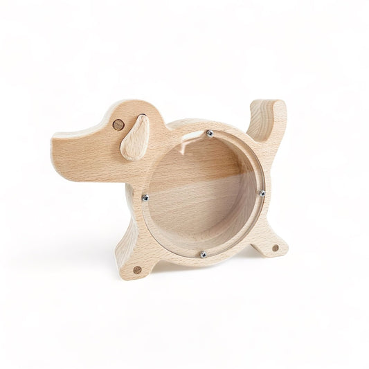 Puppy Dog Wooden Piggy Bank Money Box