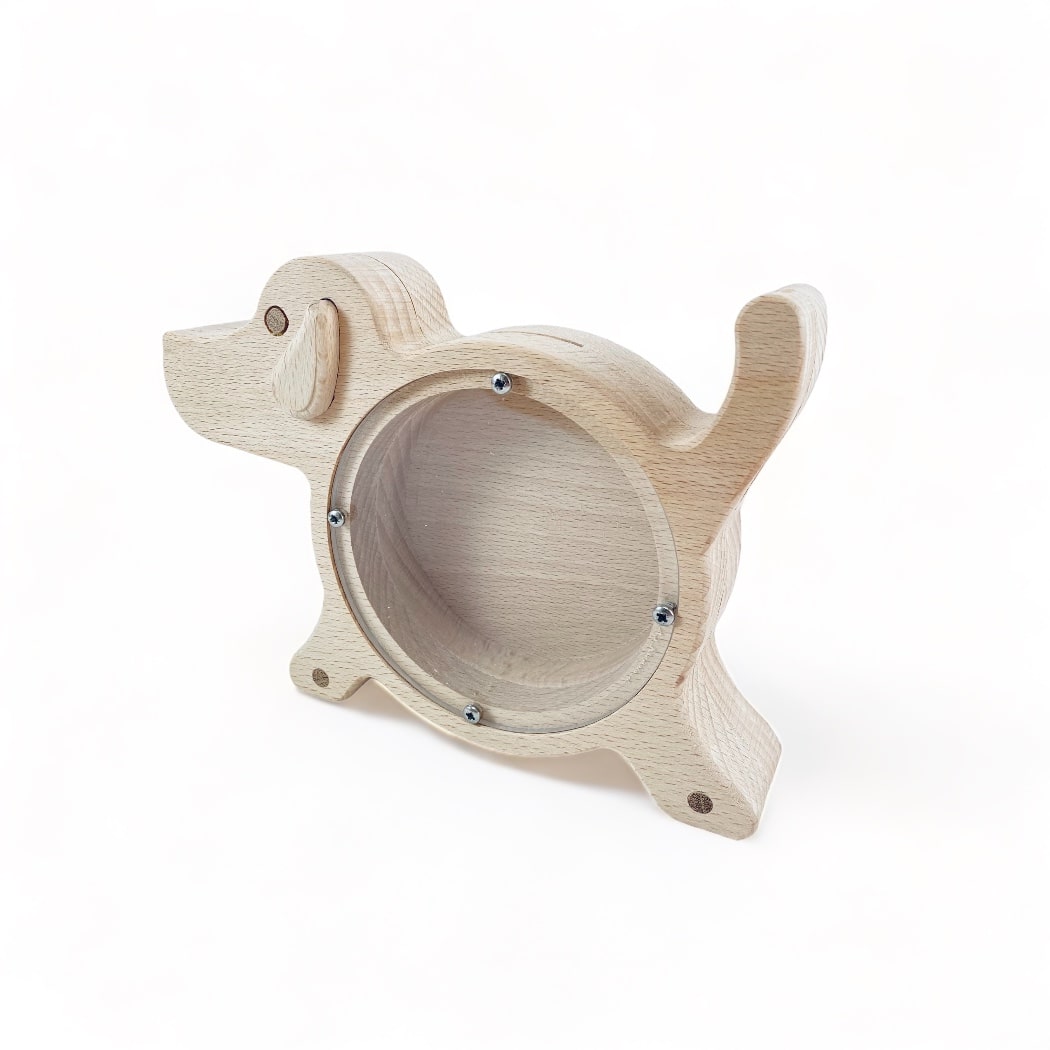 Puppy Dog Wooden Piggy Bank Money Box