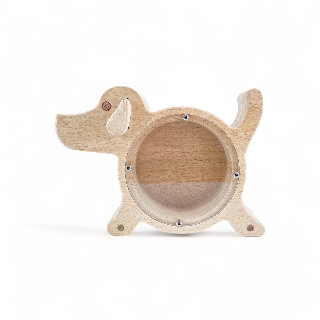 Puppy Dog Wooden Piggy Bank Money Box