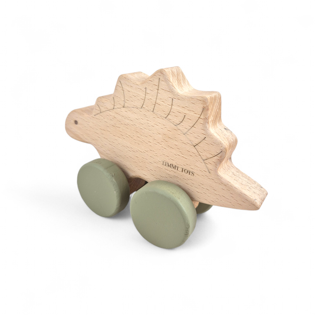 Stegosaurus Dinosaur Wooden Toy Wheely