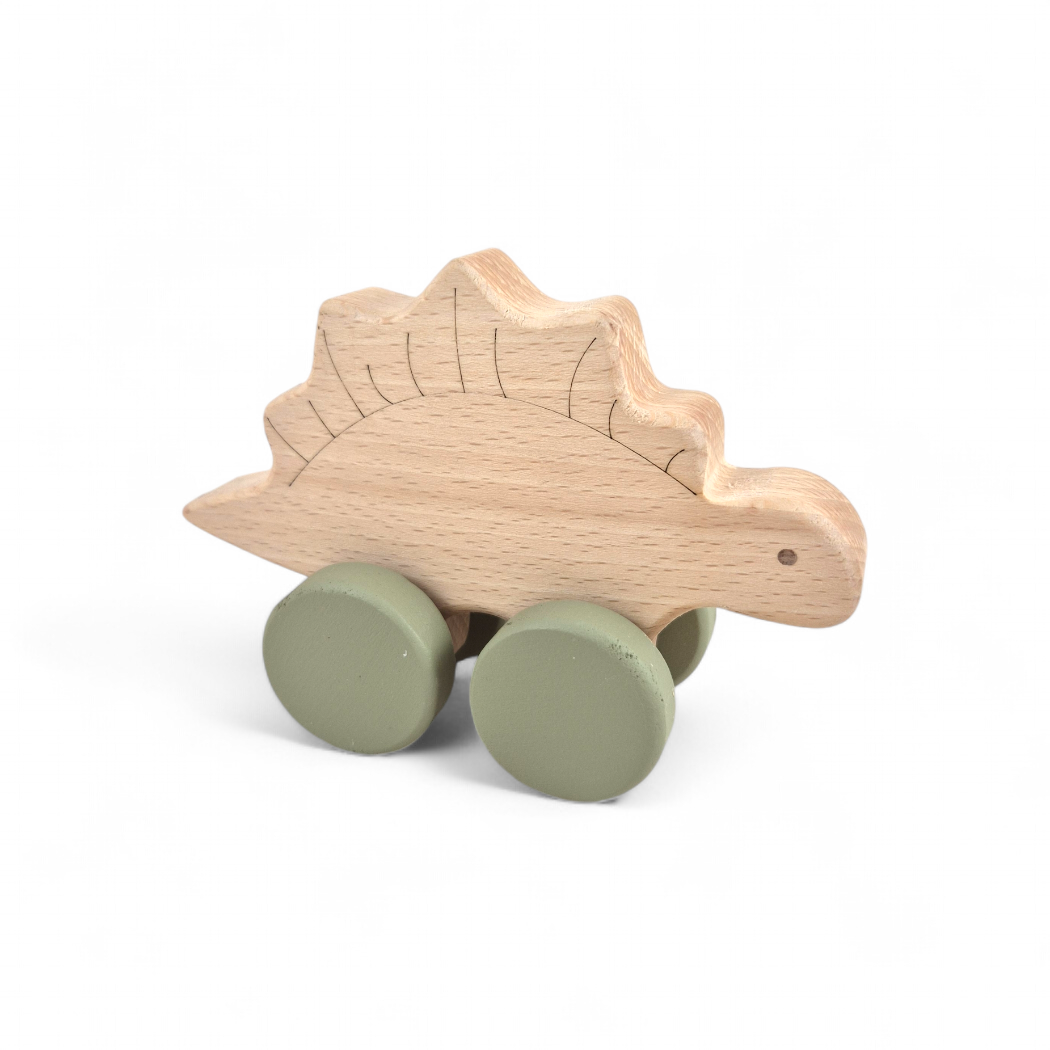 Stegosaurus Dinosaur Wooden Toy Wheely