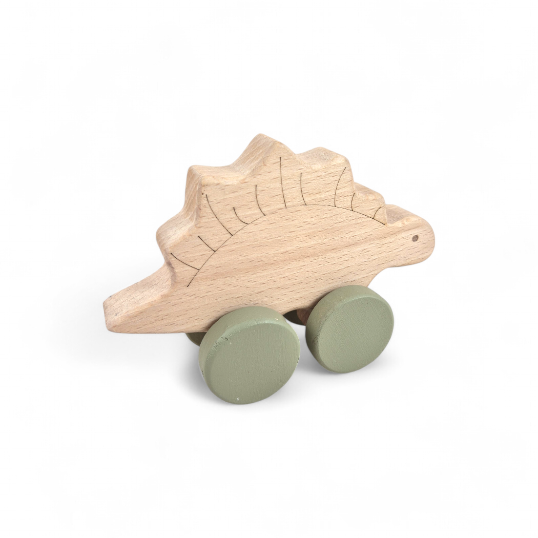 Stegosaurus Dinosaur Wooden Toy Wheely