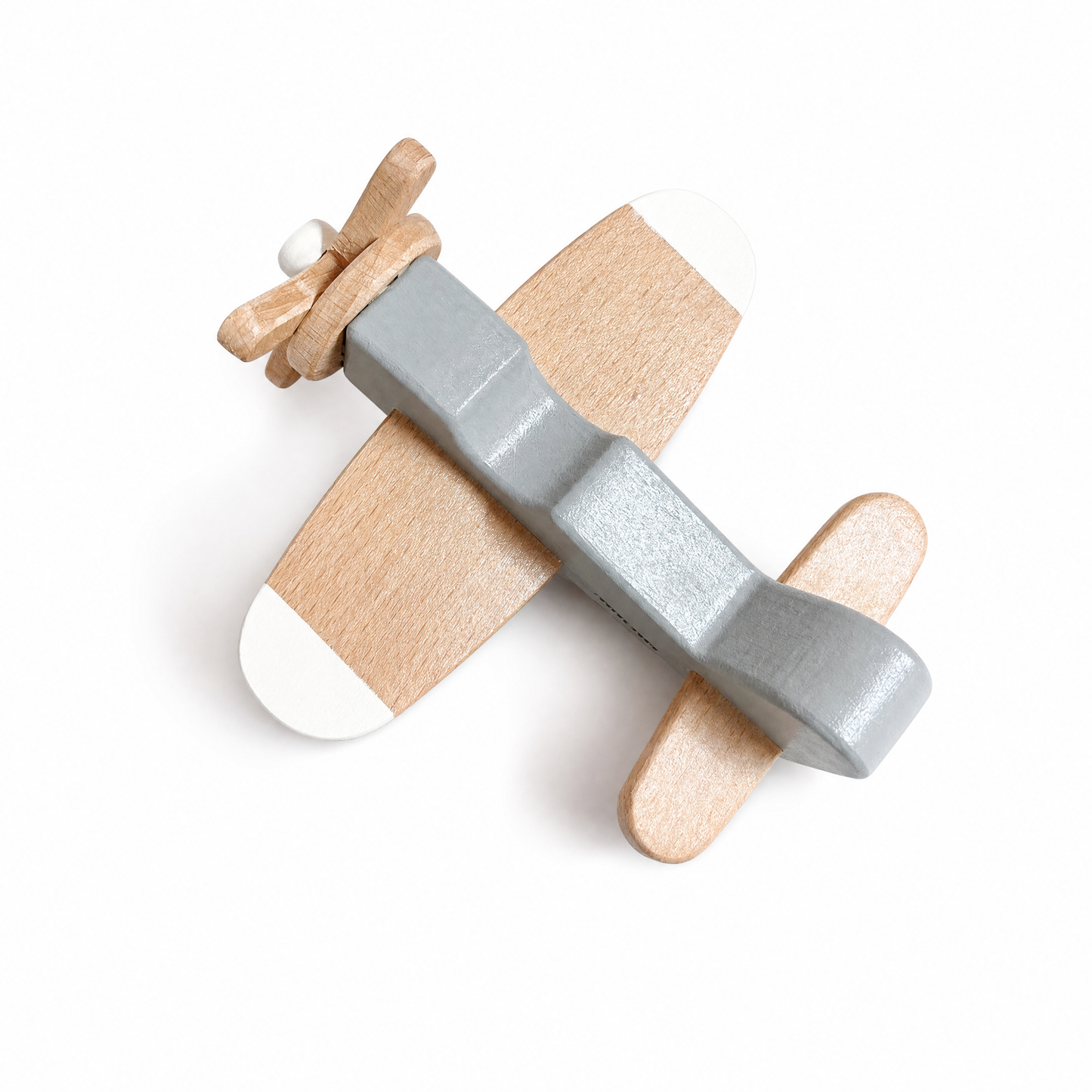 Classic Wooden Aeroplane Toy – Grey