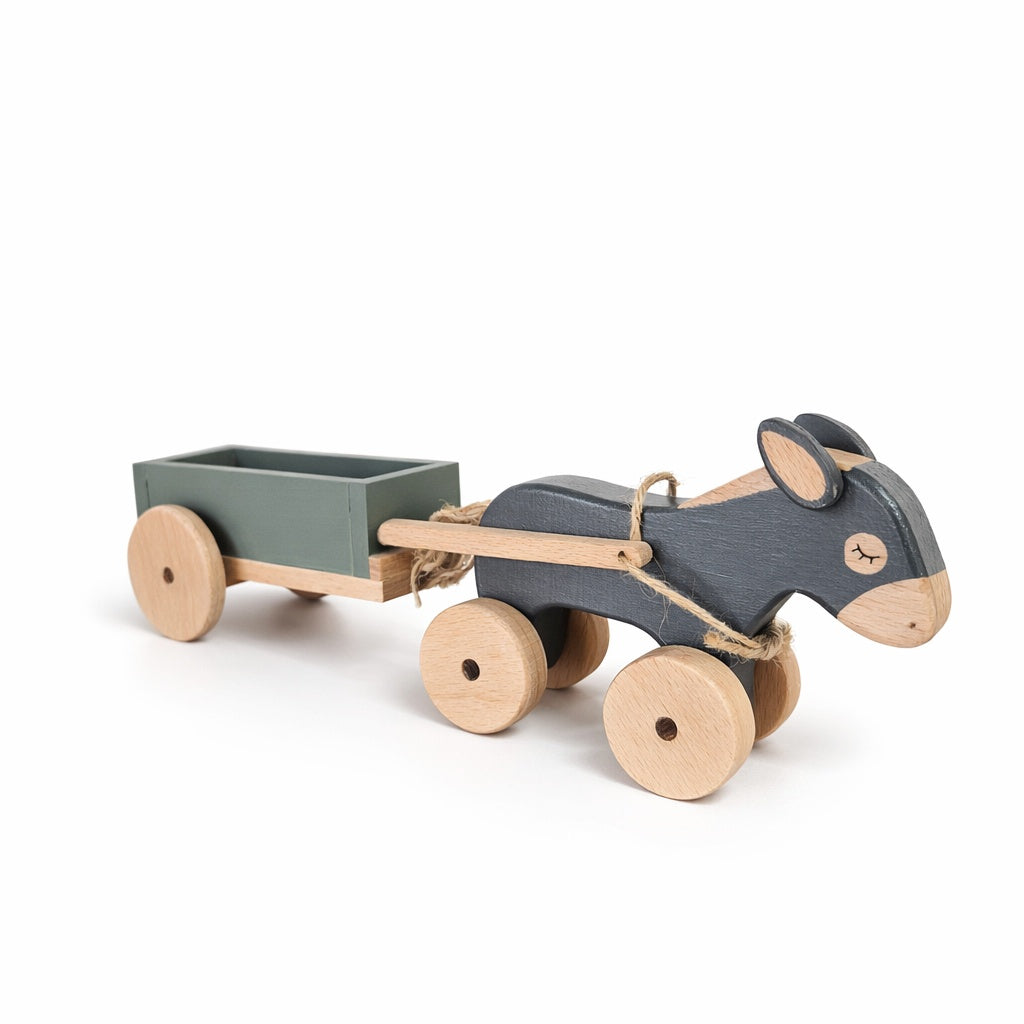 Wooden Donkey & Cart Toy
