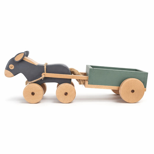 Wooden Donkey & Cart Toy
