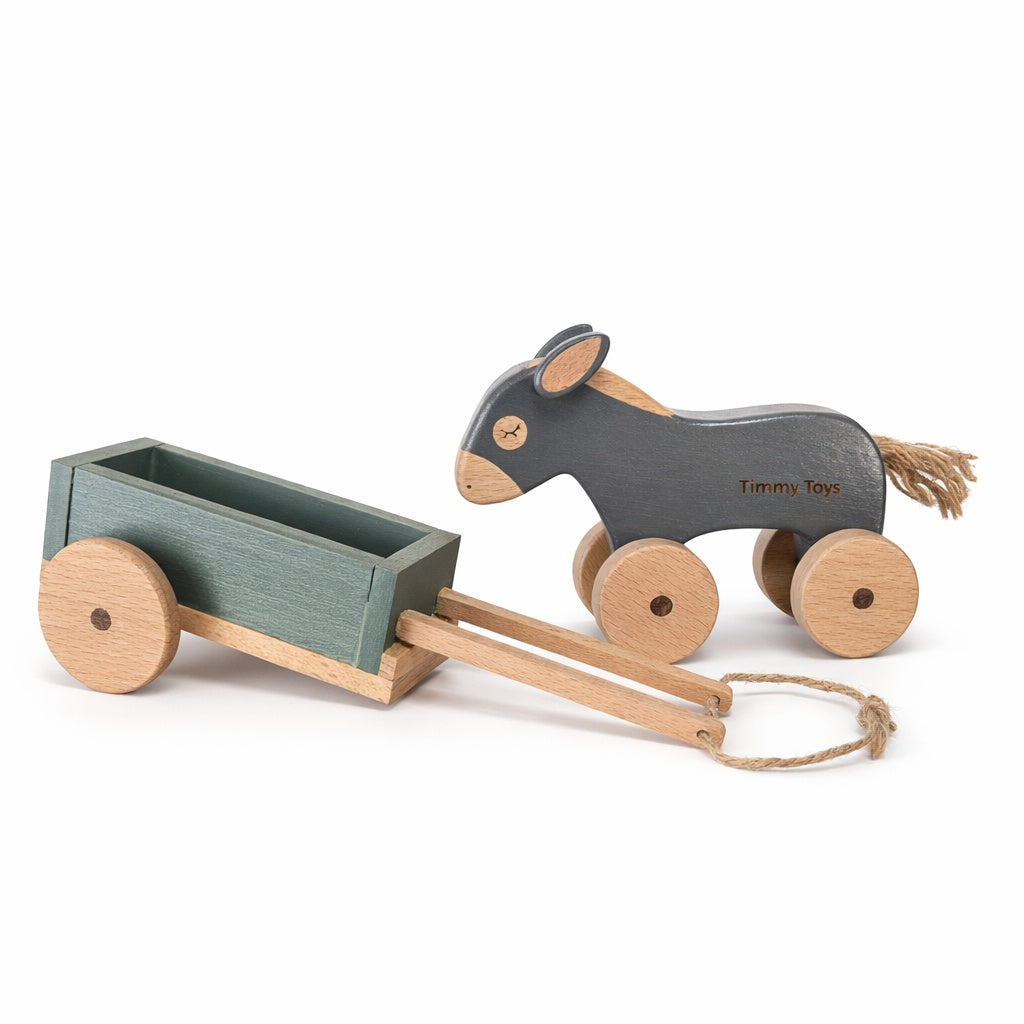 Wooden Donkey & Cart Toy