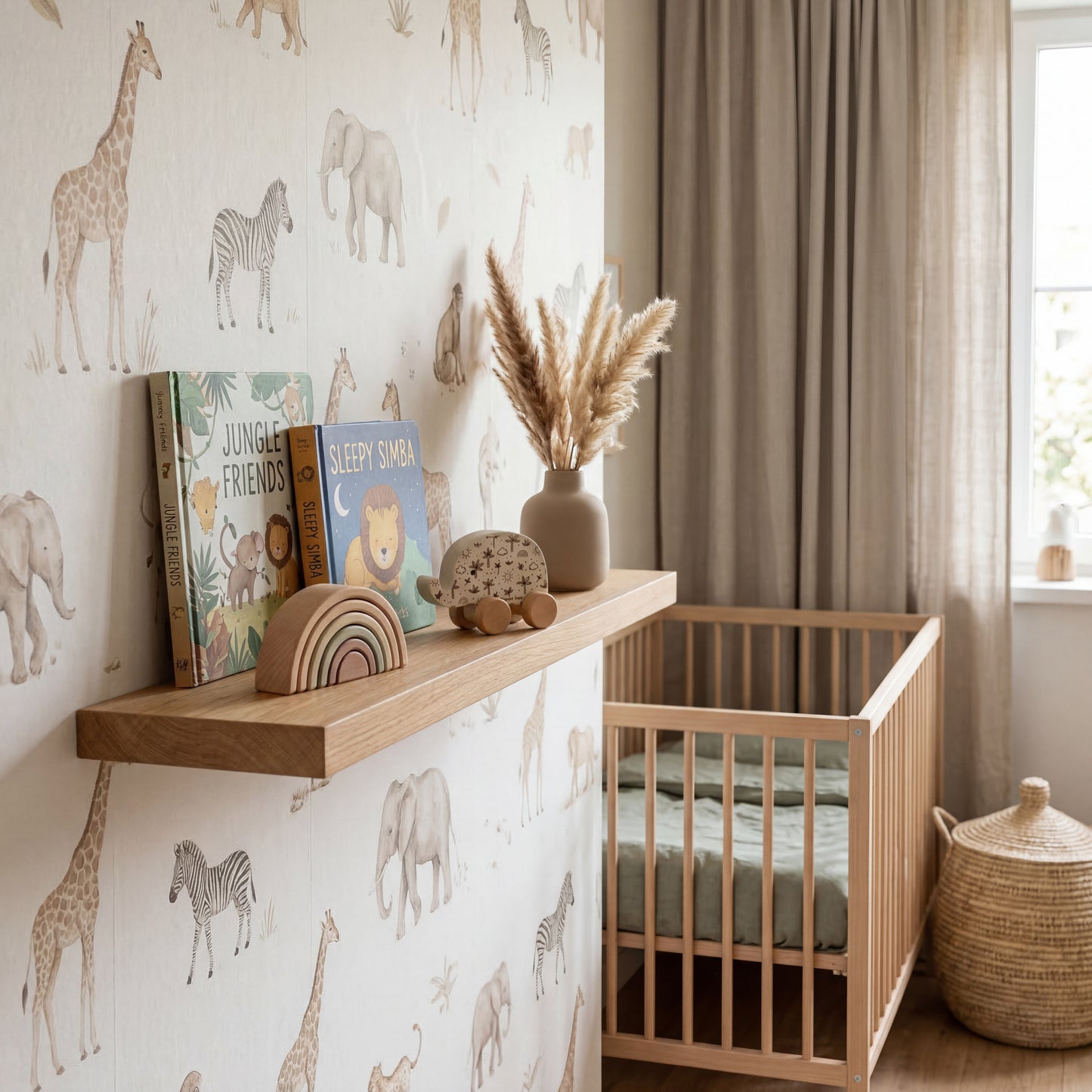 Handmade Wooden Elephant Toy on Wheels – Daisy & Safari Nursery Toy