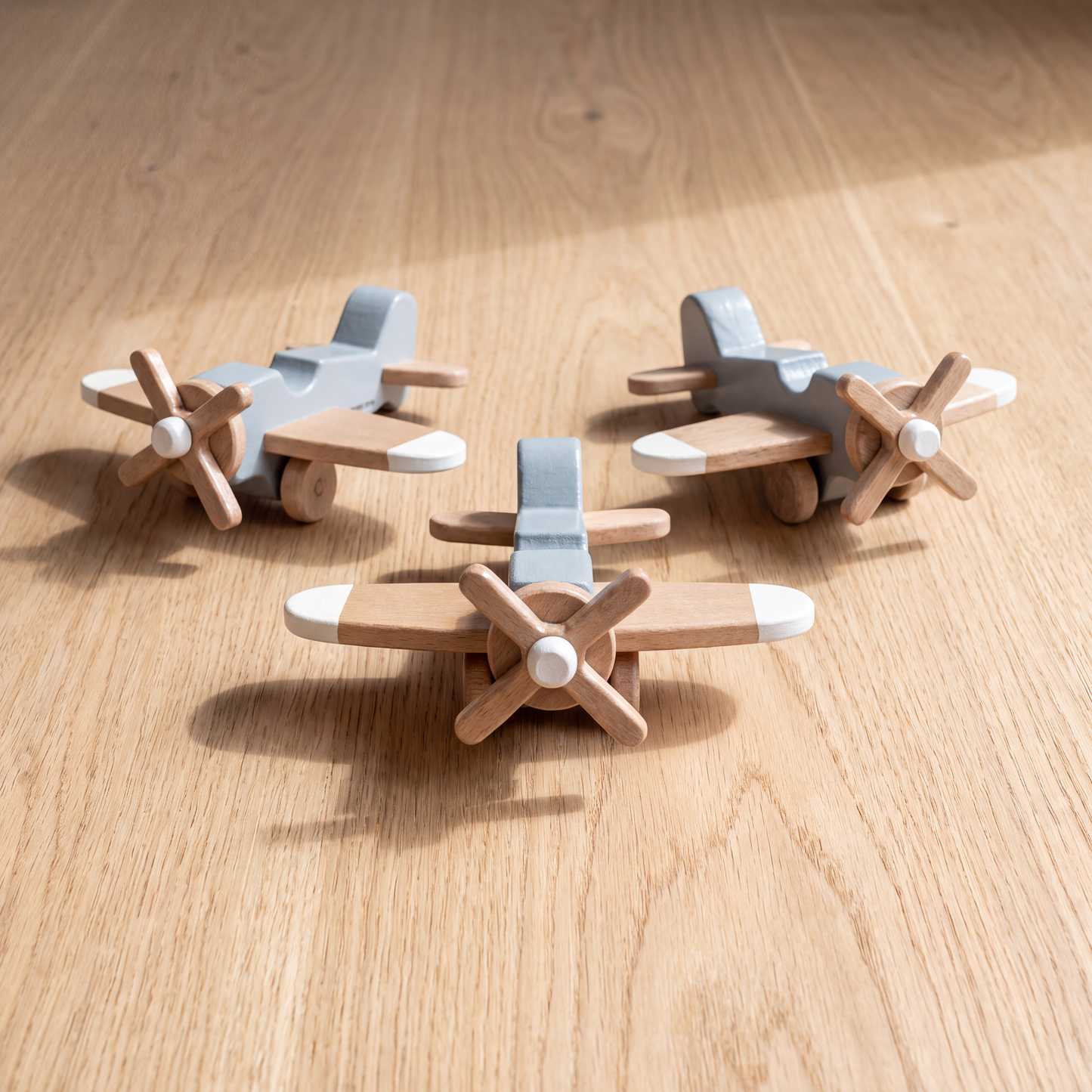 Classic Wooden Aeroplane Toy – Grey