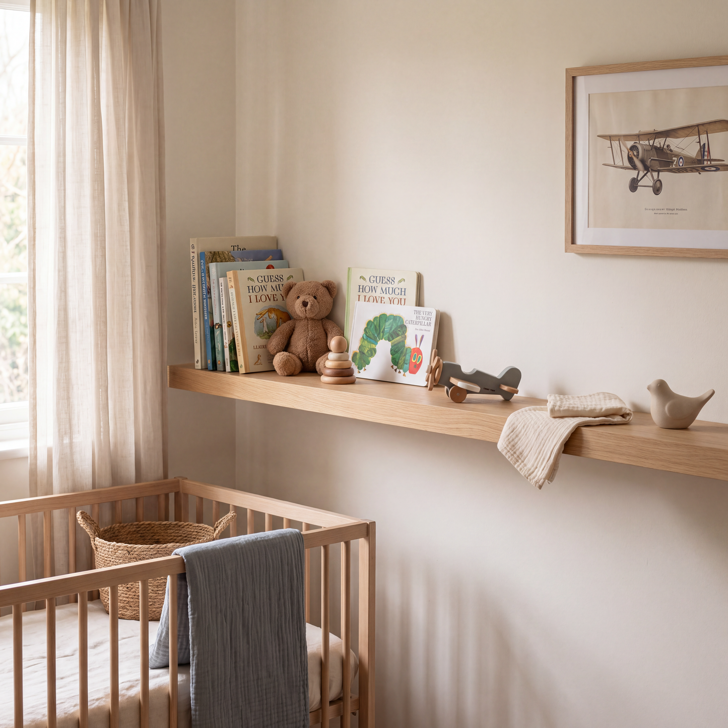 Classic Wooden Aeroplane Toy – Grey